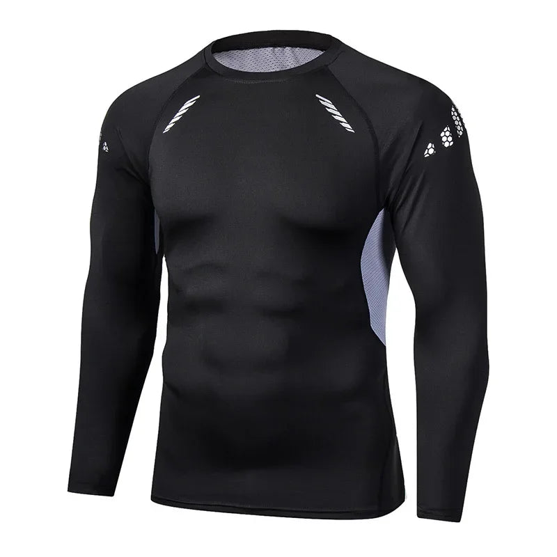 Men's Compression Running Shirt - Long Sleeve Fitness Training Top