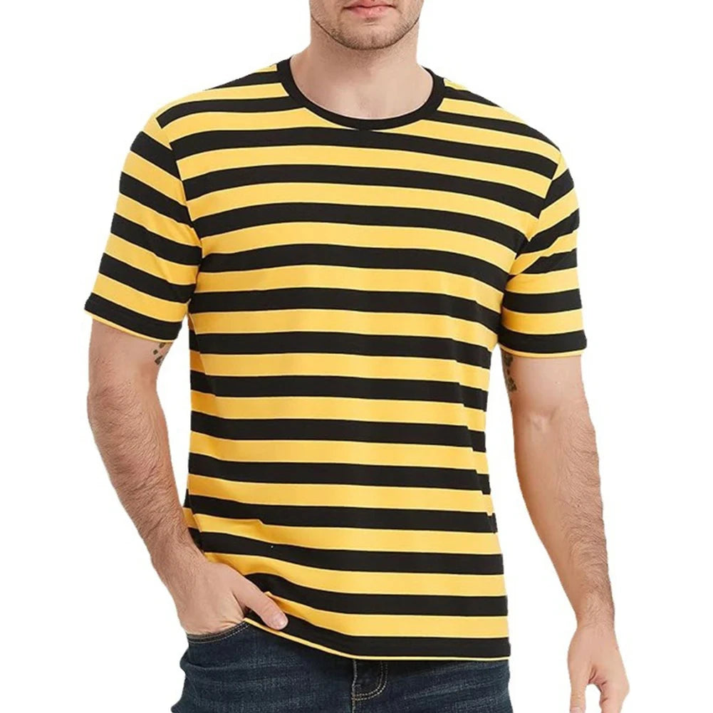 3D Striped Print Tee - Loose Fit Streetwear