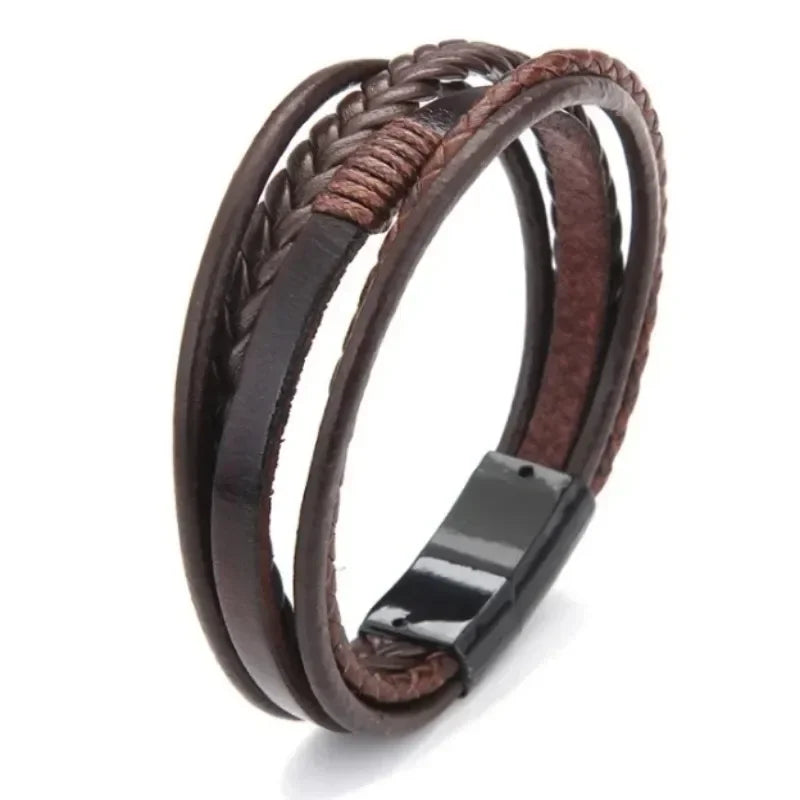 Braided Leather Bracelet - Magnetic Clasp