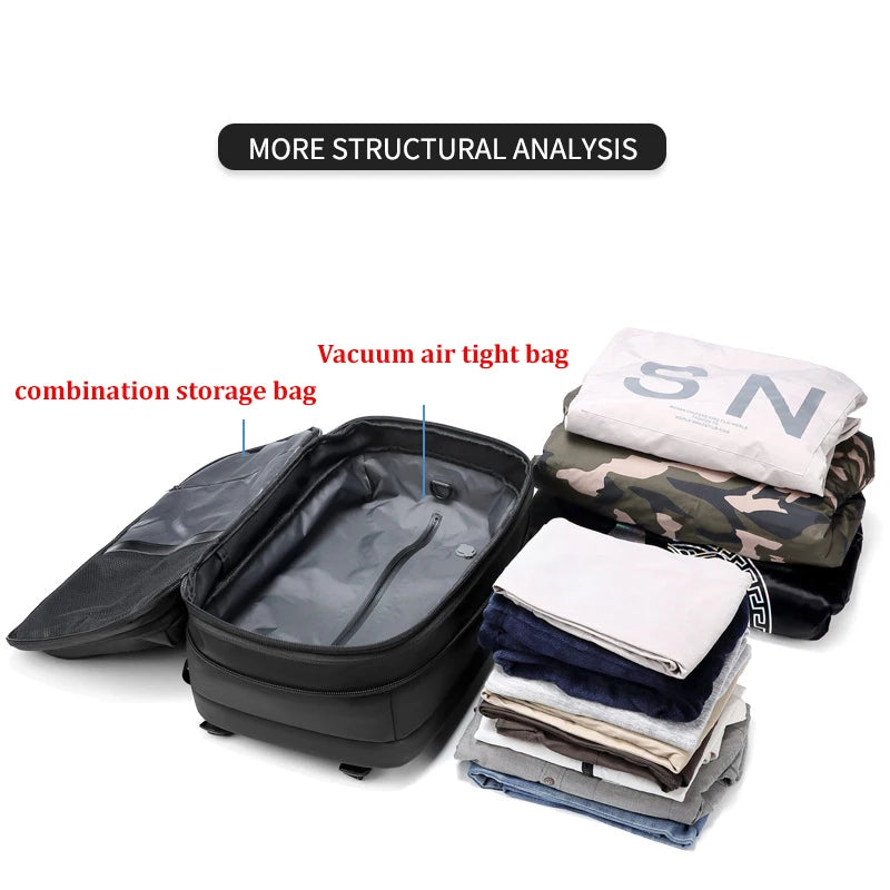 Men's Expandable Travel Backpack - 17 Inch Laptop Vacuum Compression Bag