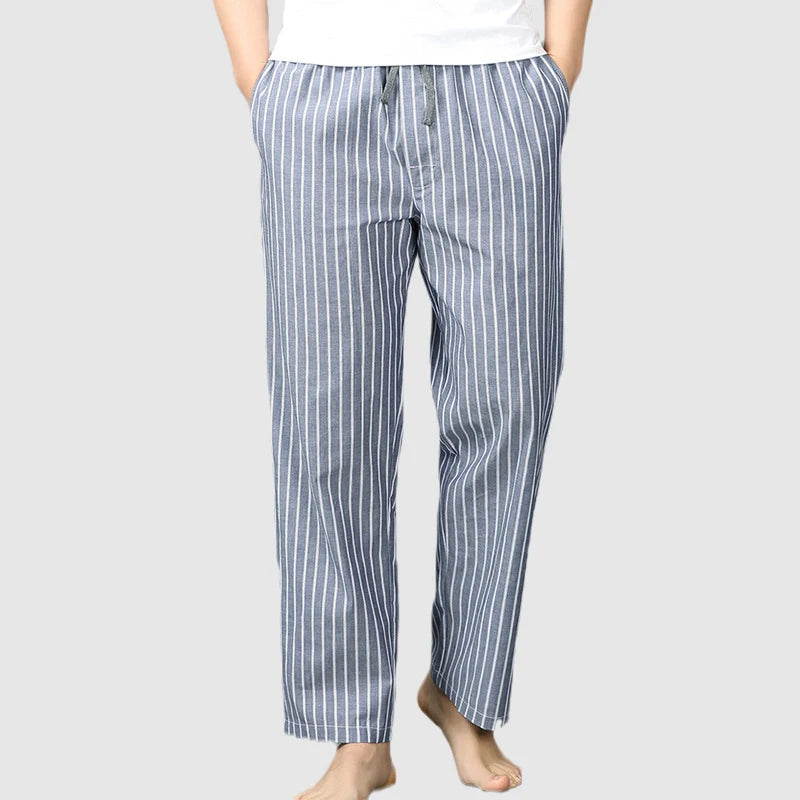 Men's Pure Cotton Plaid Sleep Pants - Lightweight Casual Lounge Trousers