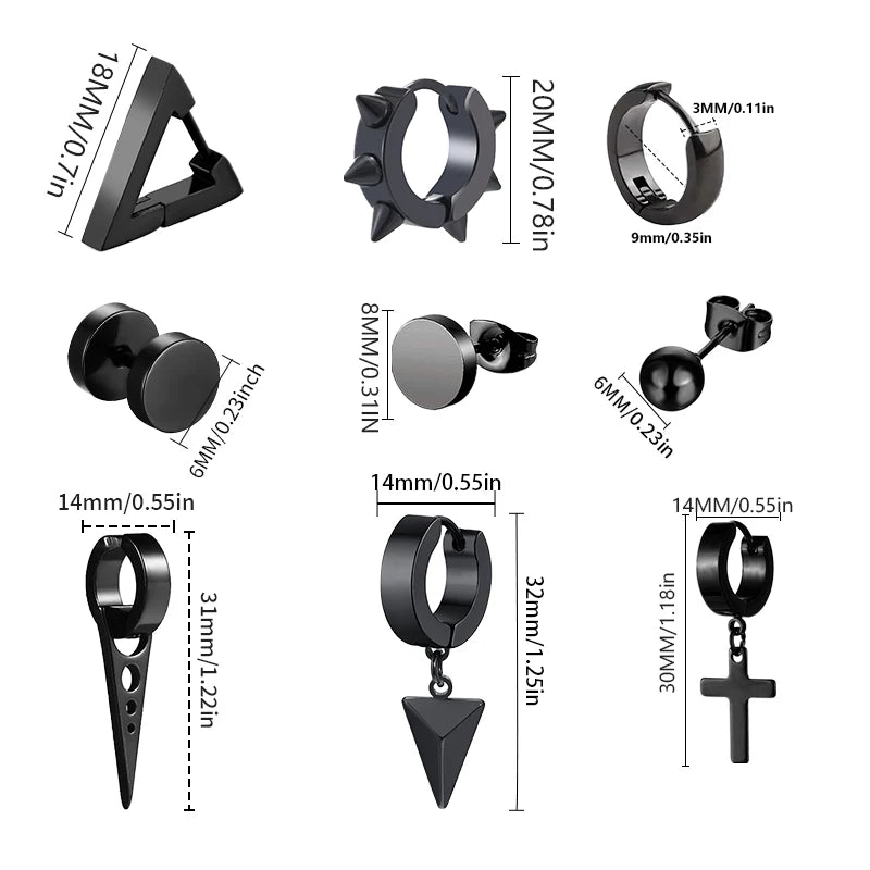 Punk Stainless Steel Stud Earrings - Gothic Style