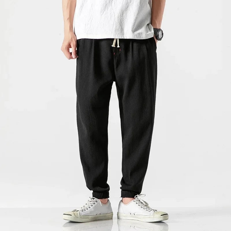 Wide Leg Cotton Linen Pants - Chinese Leisure Style