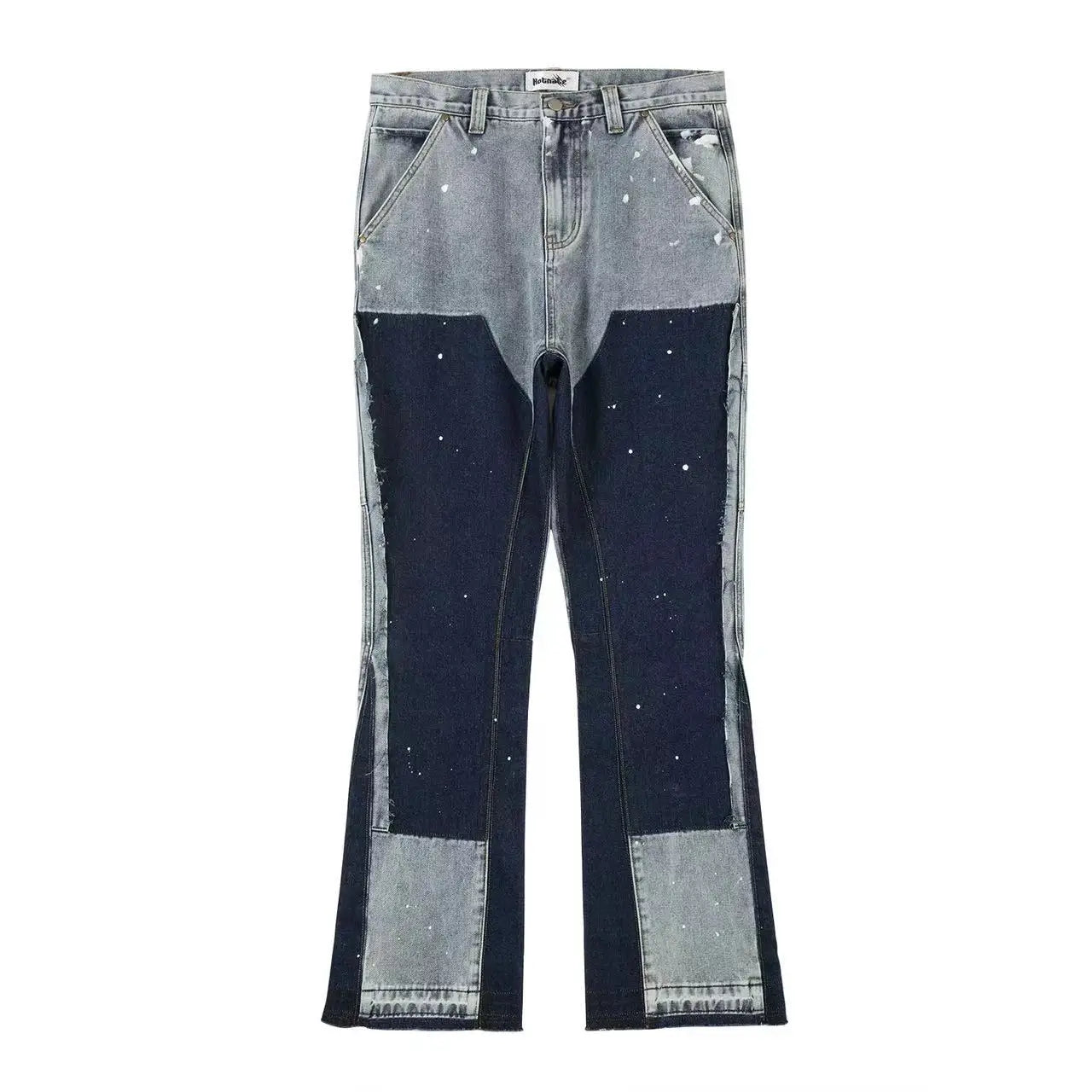 Spliced Ink Flare Jeans - Y2K Baggy Denim Trousers