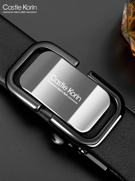 Men's Genuine Cowhide Leather Belt - Automatic Alloy Buckle Dress Belt